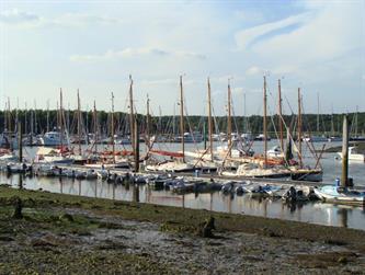 Crabber Rally 2015 - The fleet at low tide Bucklers Hard